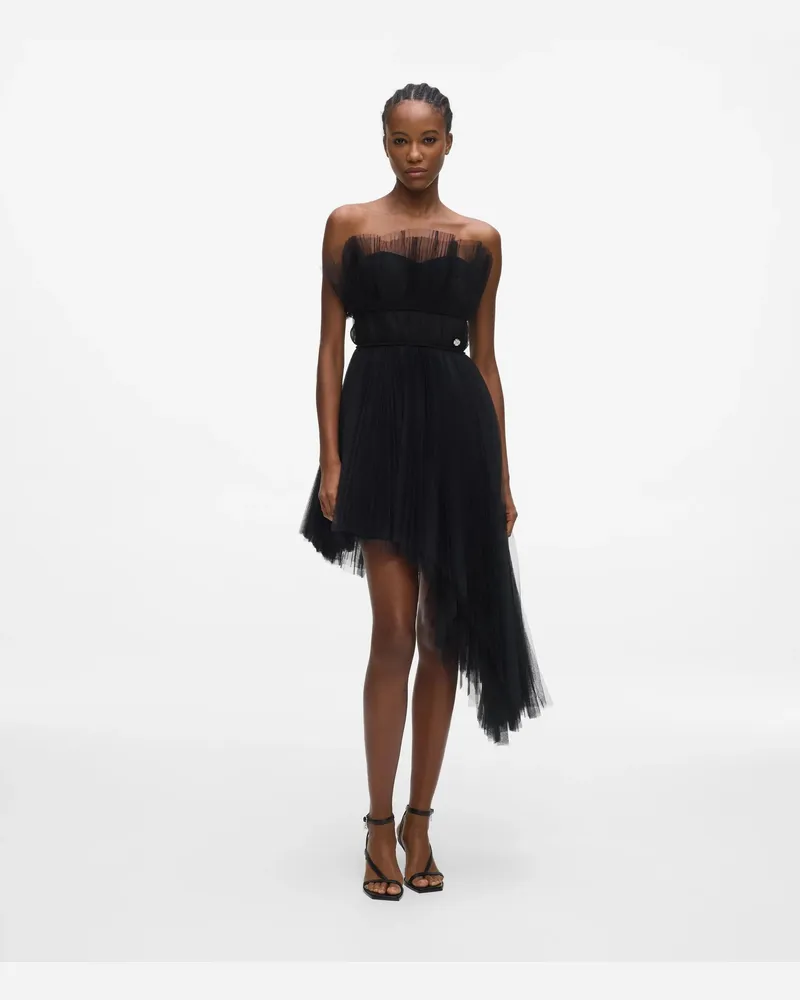 Karl Lagerfeld Asymmetrisches Tüllkleid, Damen, Schwarz, Größe Schwarz