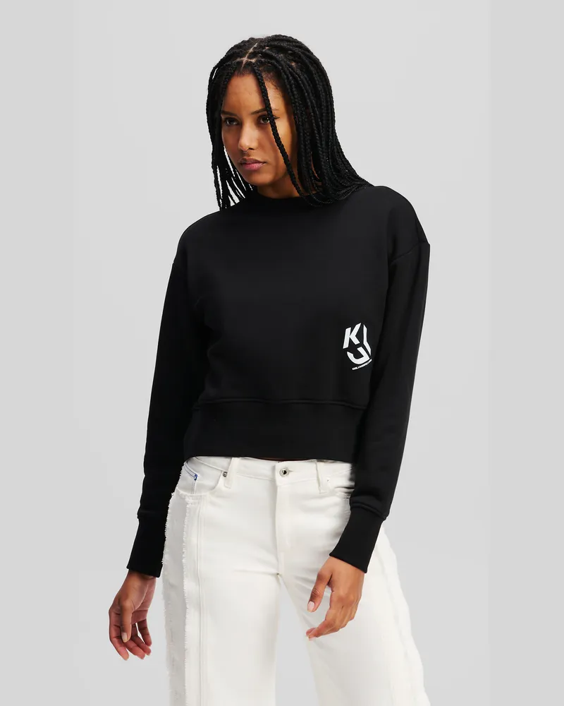 Karl Lagerfeld Sweatshirt Mit Monogramm, Frau, Schwarz, Größe Schwarz