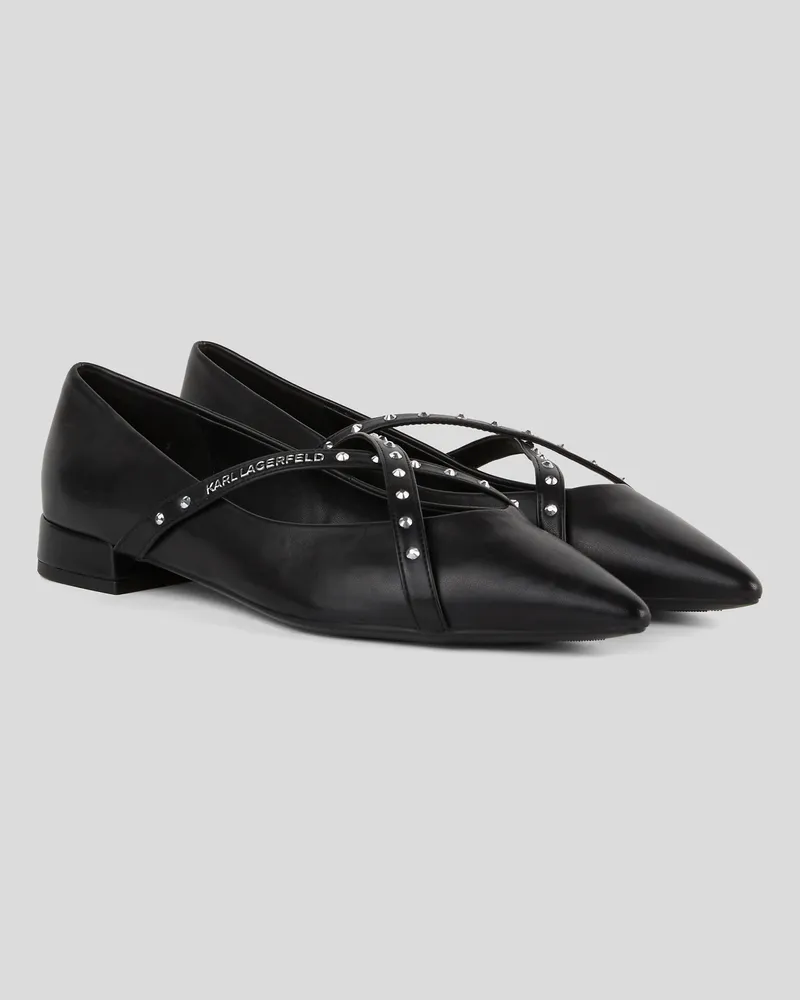 Karl Lagerfeld Kerrie krosstrap Slipper Mit Nieten, Frau, Schwarz, Größe Schwarz