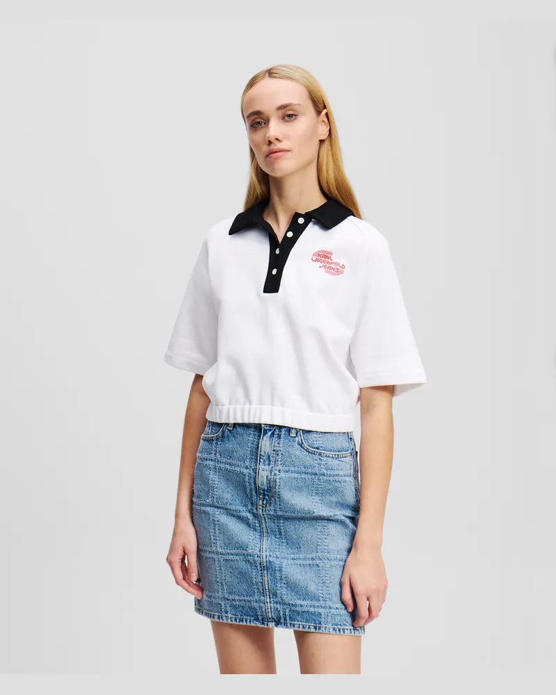 Karl Lagerfeld Cropped-poloshirt, Frau, Weiss, Größe Weiss
