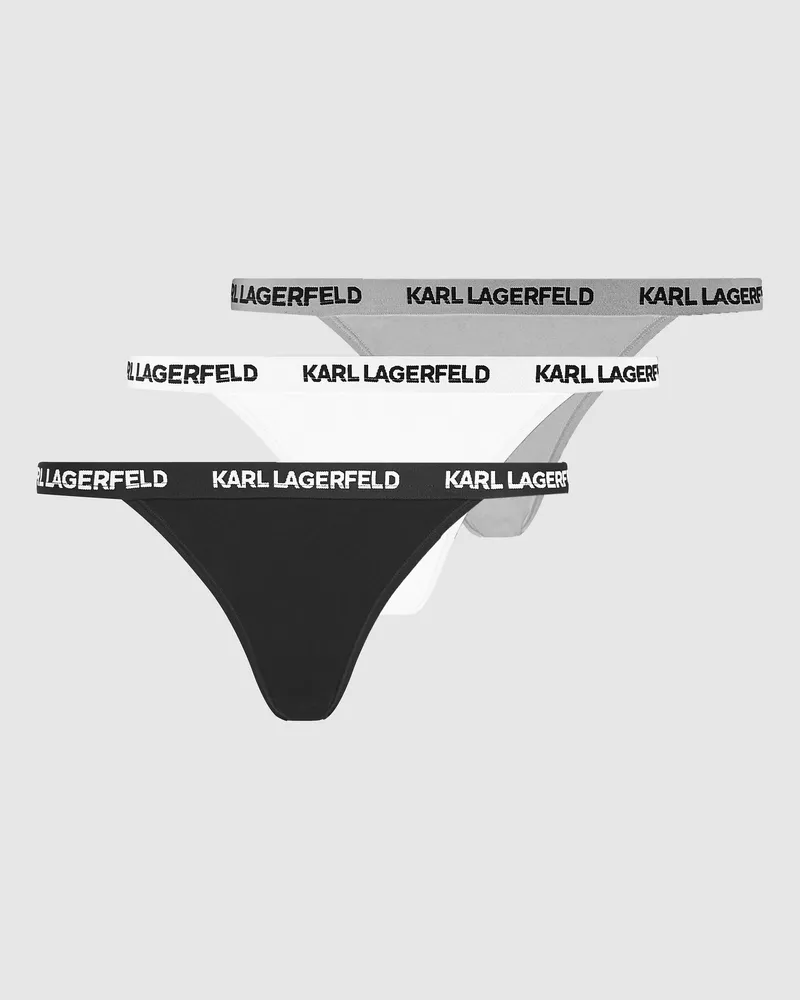Karl Lagerfeld Brazilian-slips Mit Logo – 3er-set, Damen, Schwarz/weiss/grau, Größe Schwarz
