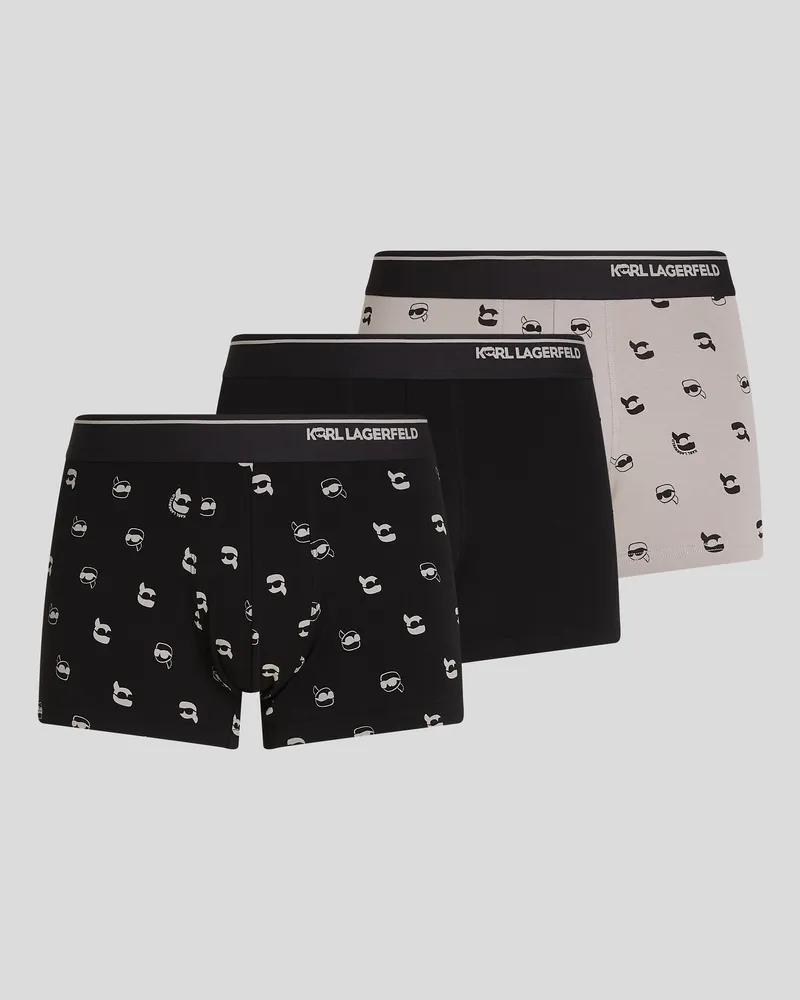 Karl Lagerfeld Ikon Boxershorts Mit Allover-print – 3-pack, Mann, Karl Dot-Ash Schwarz, Größe Karl