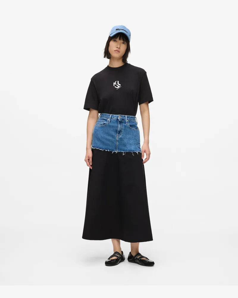 Karl Lagerfeld Maxirock Mit Denim-einsätzen, Damen, Blattgrün, Größe Blattgrün