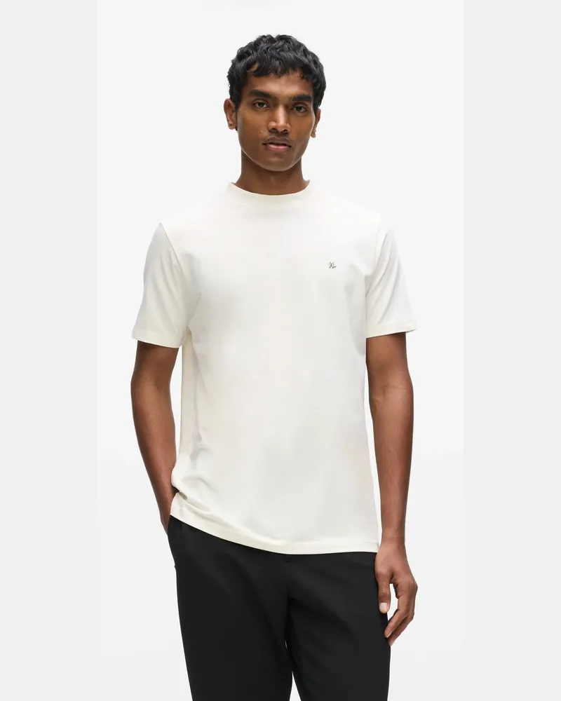 Karl Lagerfeld T-shirt Mit Monogramm Aus Metall, Herren, Off White, Größe Off