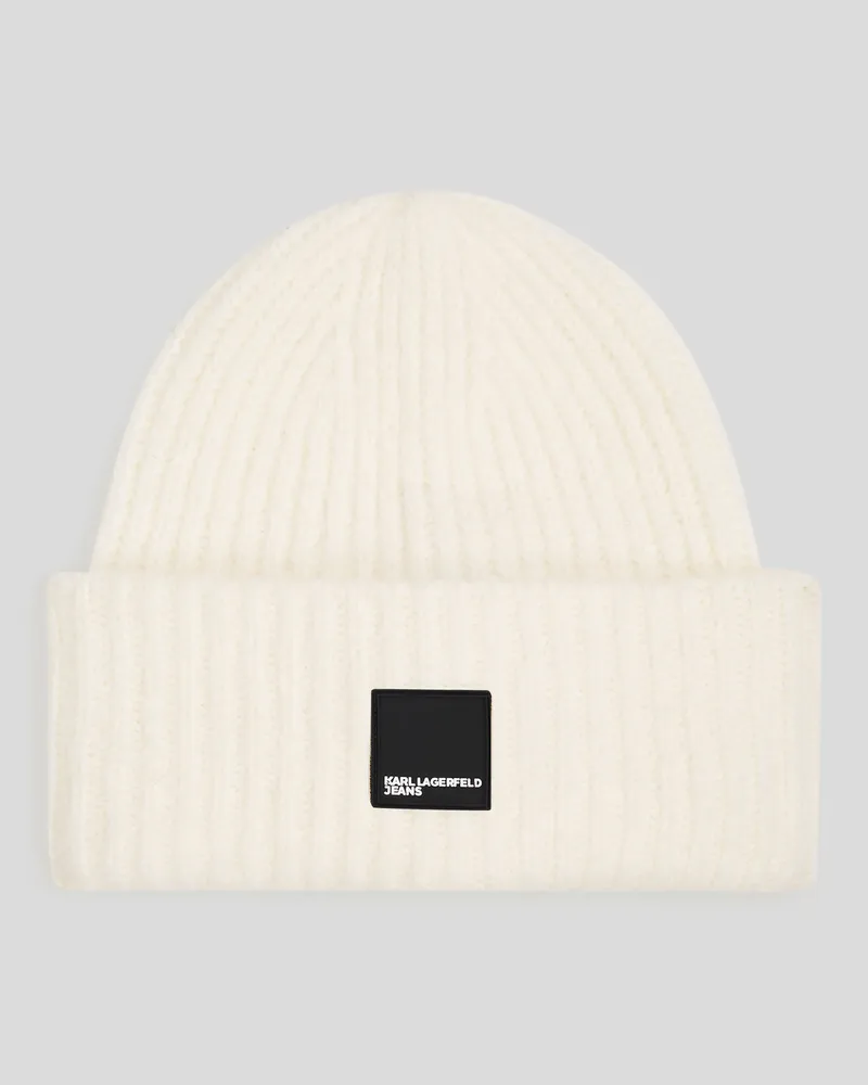 Karl Lagerfeld Klj beanie-mütze mit Box-logo, Frau, Weiss Weiss