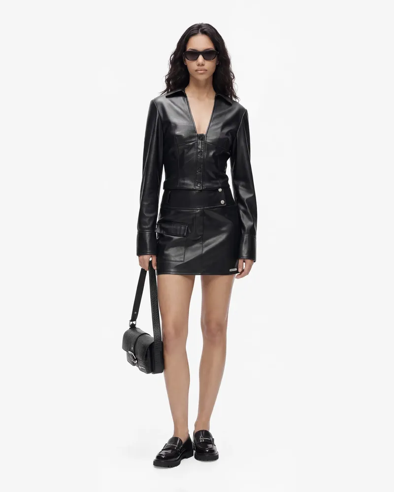 Karl Lagerfeld Minirock Aus Kunstleder, Female, Schwarz, Size Black