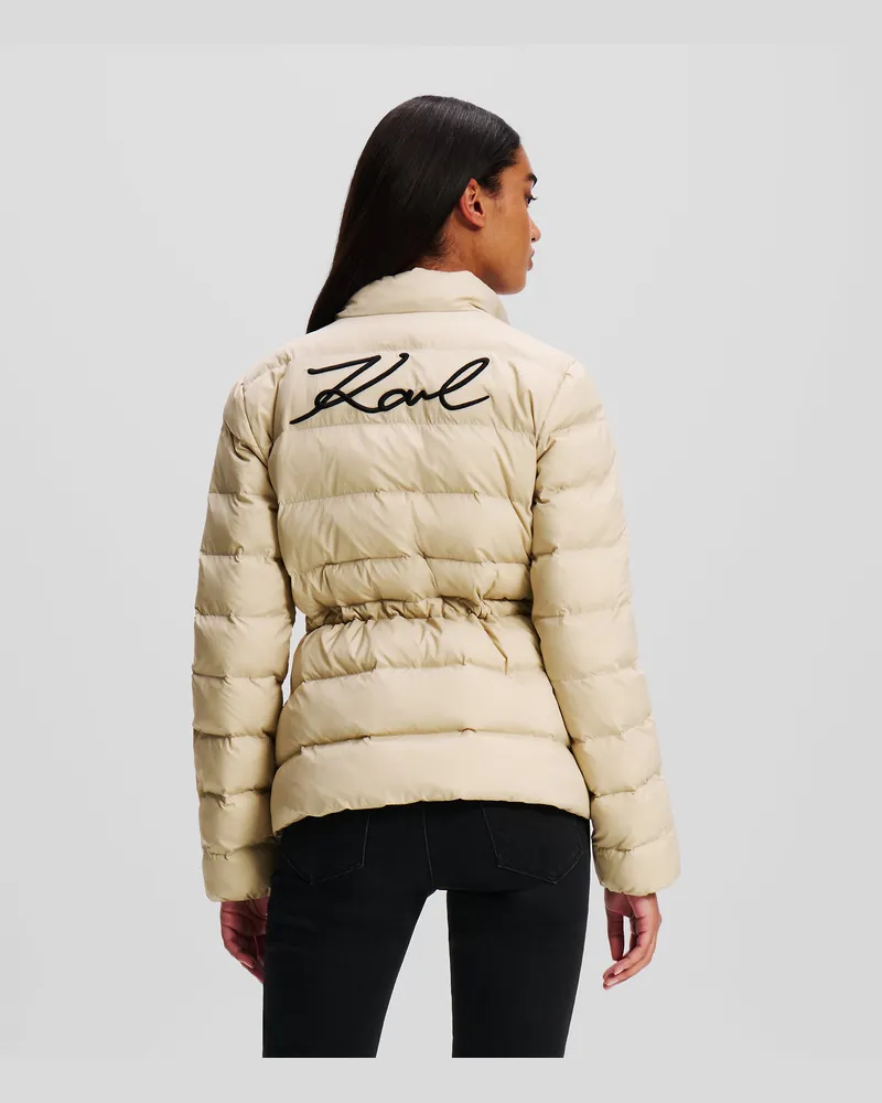 Karl Lagerfeld Signature Ultraleichte Steppjacke, Frau, Helles Beige, Größe Helles