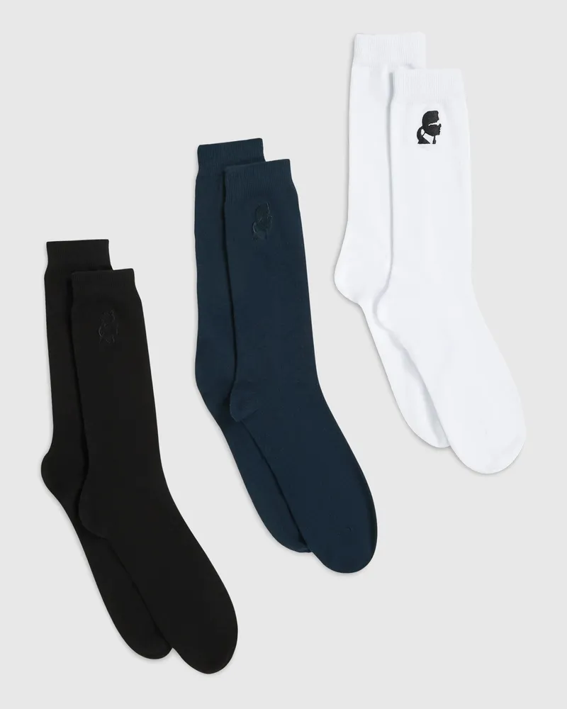 Karl Lagerfeld Kameo-socken – 3er-pack, Herren, Schwarz-blau-weiß, Größe Schwarz-blau-weiß