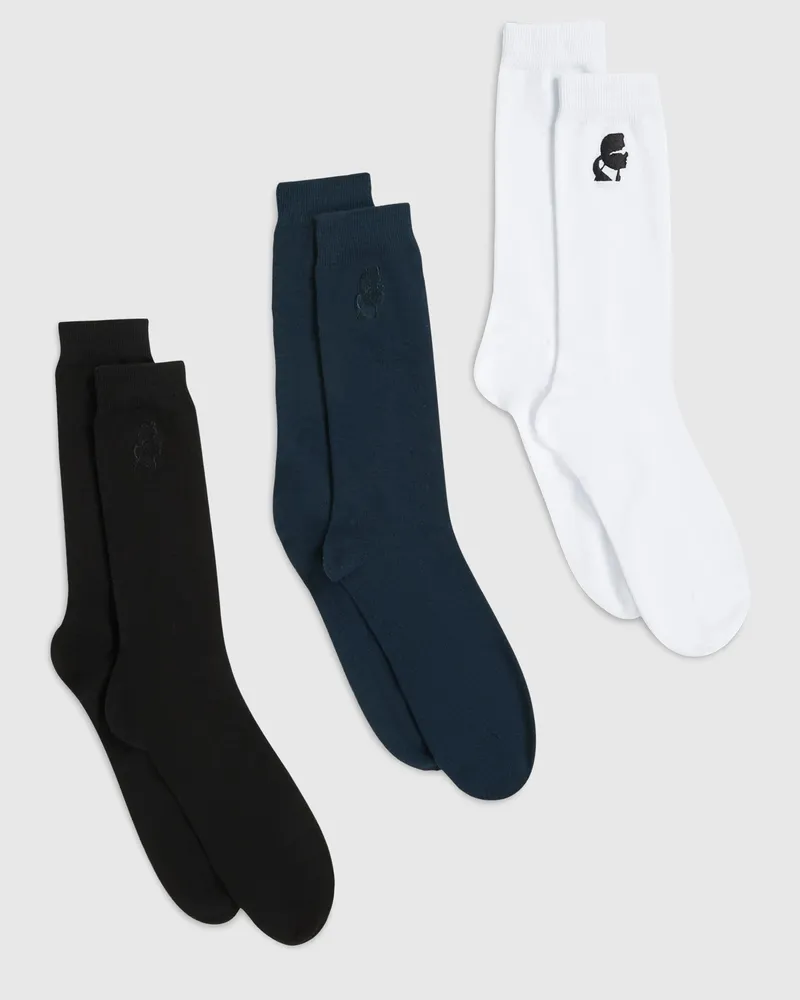 Karl Lagerfeld Kameo-socken – 3er-pack, Herren, Schwarz-blau-weiß, Größe Schwarz-blau-weiß