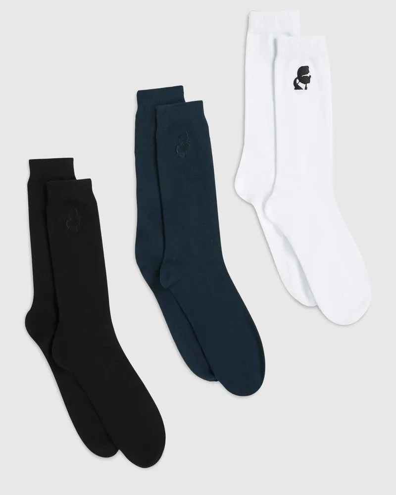 Karl Lagerfeld Kameo-socken – 3er-pack, Herren, Schwarz-blau-weiß, Größe Schwarz-blau-weiß