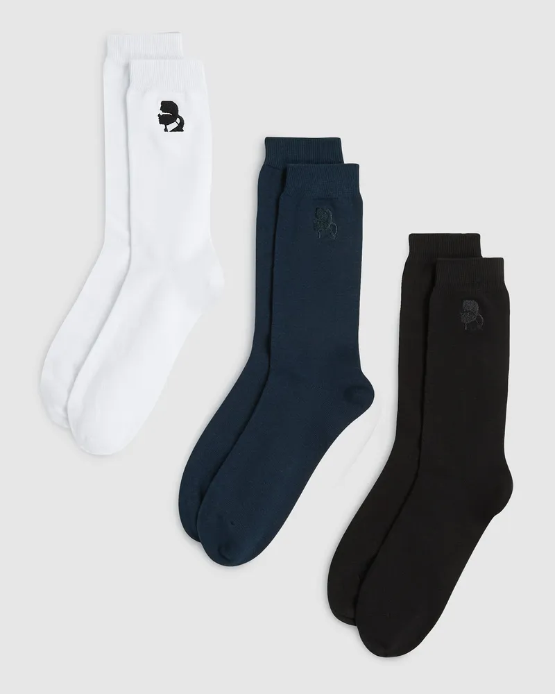 Karl Lagerfeld Kameo-socken – 3er-pack, Herren, Schwarz-blau-weiß, Größe Schwarz-blau-weiß