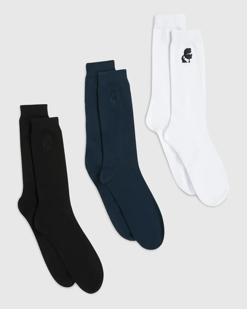 Karl Lagerfeld Kameo-socken – 3er-pack, Herren, Schwarz-blau-weiß, Größe Schwarz-blau-weiß