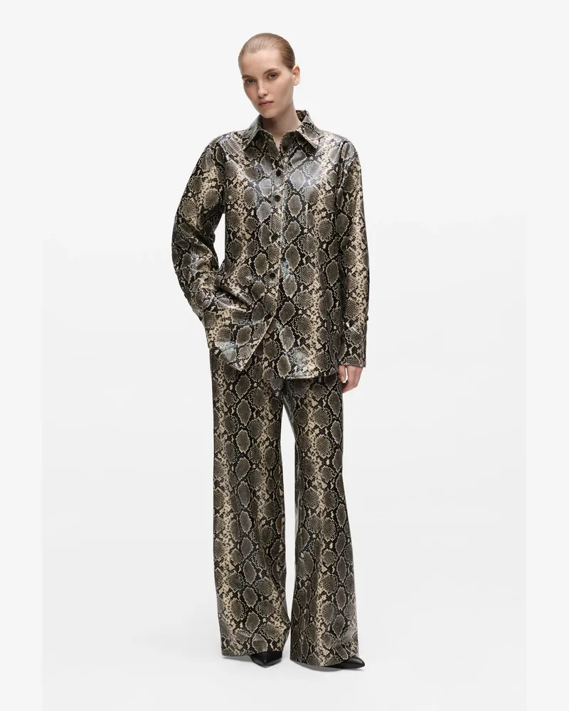 Karl Lagerfeld Schlaghose Aus Python-imitat, Damen, Natural Snake All Over Print, Größe Natural