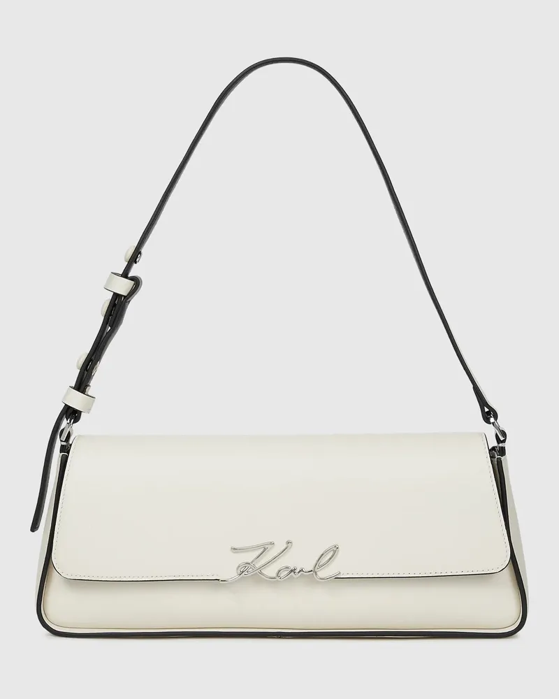 Karl Lagerfeld K/signature Längliche Schultertasche, Female, Off White, Size Beige