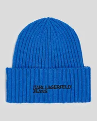 Karl Lagerfeld Klj mütze mit Rippstrick und Logo, Mann, Klj Blue Klj