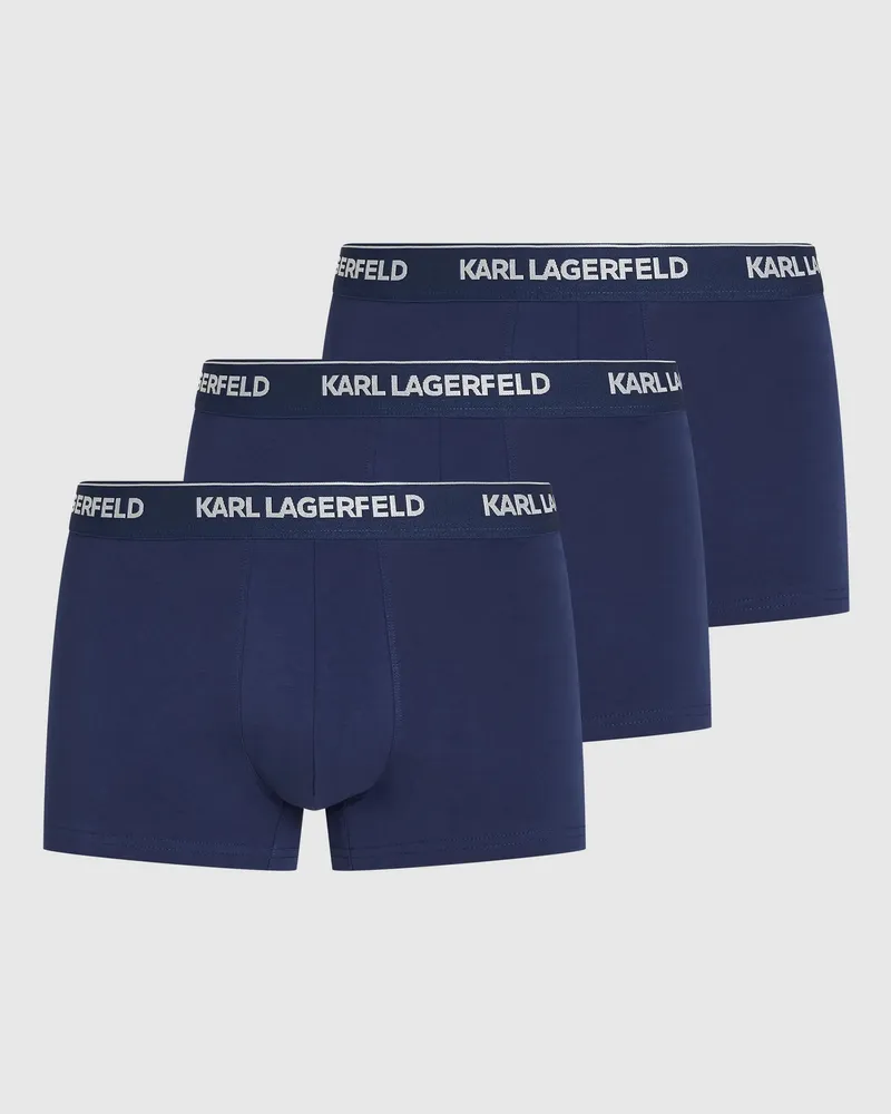 Karl Lagerfeld Boxershorts Mit Metallic-logo – 3er-set, Male, Silberseeblau, Size Blue
