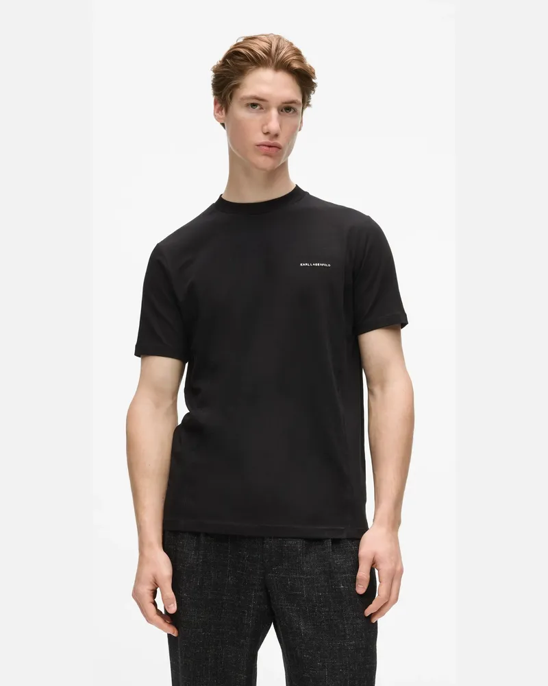 Karl Lagerfeld T-shirt Mit Metallic-logo, Herren, Schwarz, Größe Schwarz