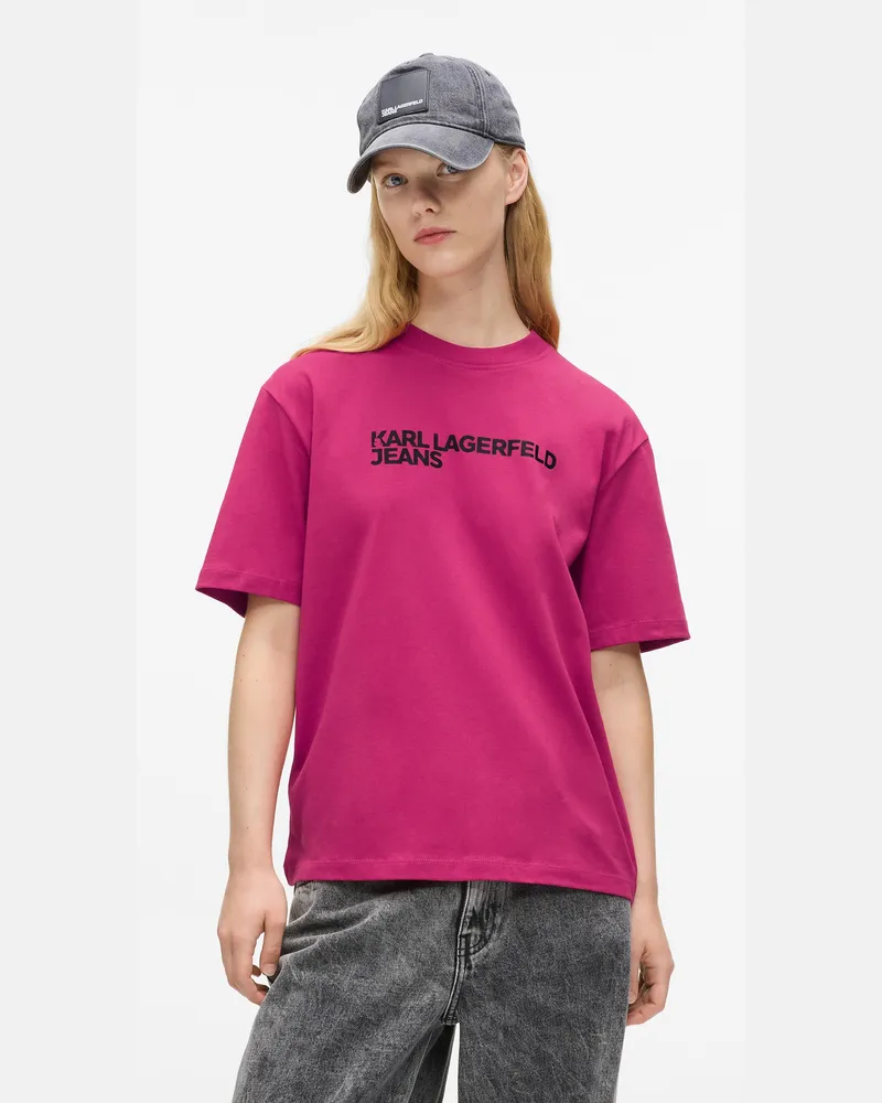 Karl Lagerfeld T-shirt Mit Logo, Damen, Very Berry, Größe Very