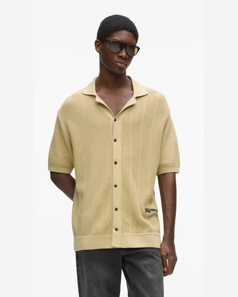 Karl Lagerfeld Kurzärmeliges Strick-poloshirt, Herren, Corydalis Blau, Größe Corydalis