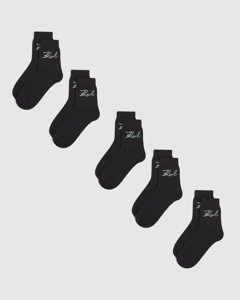 Karl Lagerfeld Signature-socken – 5er-pack, Damen, Schwarz, Größe Schwarz