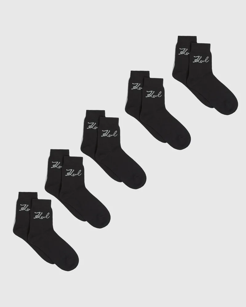 Karl Lagerfeld Signature-socken – 5er-pack, Damen, Schwarz, Größe Schwarz