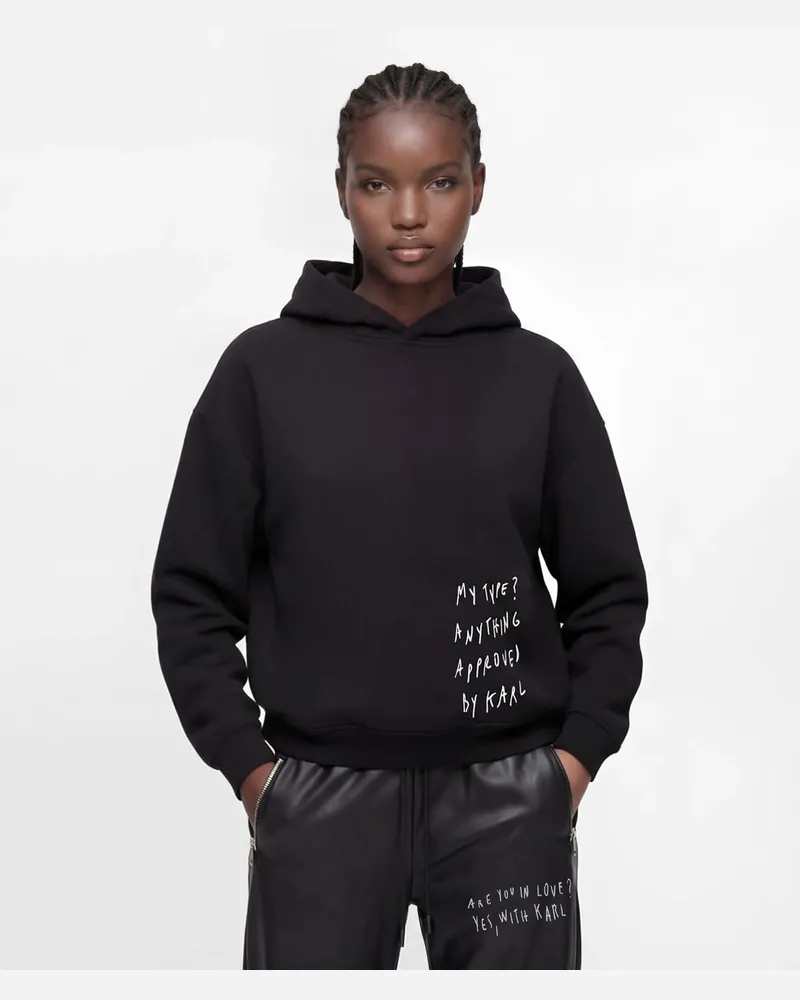 Karl Lagerfeld Klj X Pietro Terzini Boxy Kapuzenpullover, Damen, Schwarz, Größe Schwarz