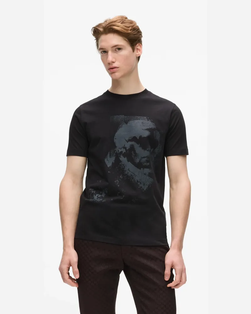 Karl Lagerfeld T-shirt Mit Karl-porträtdruck, Herren, Schwarz/grau, Größe Schwarz