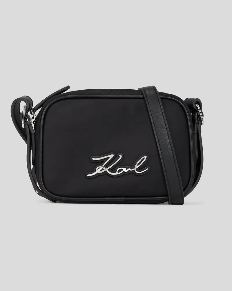 Karl Lagerfeld K/signature Umhängebeutel Aus Nylon, Frau, Schwarz-Nickel, Größe Schwarz-nickel