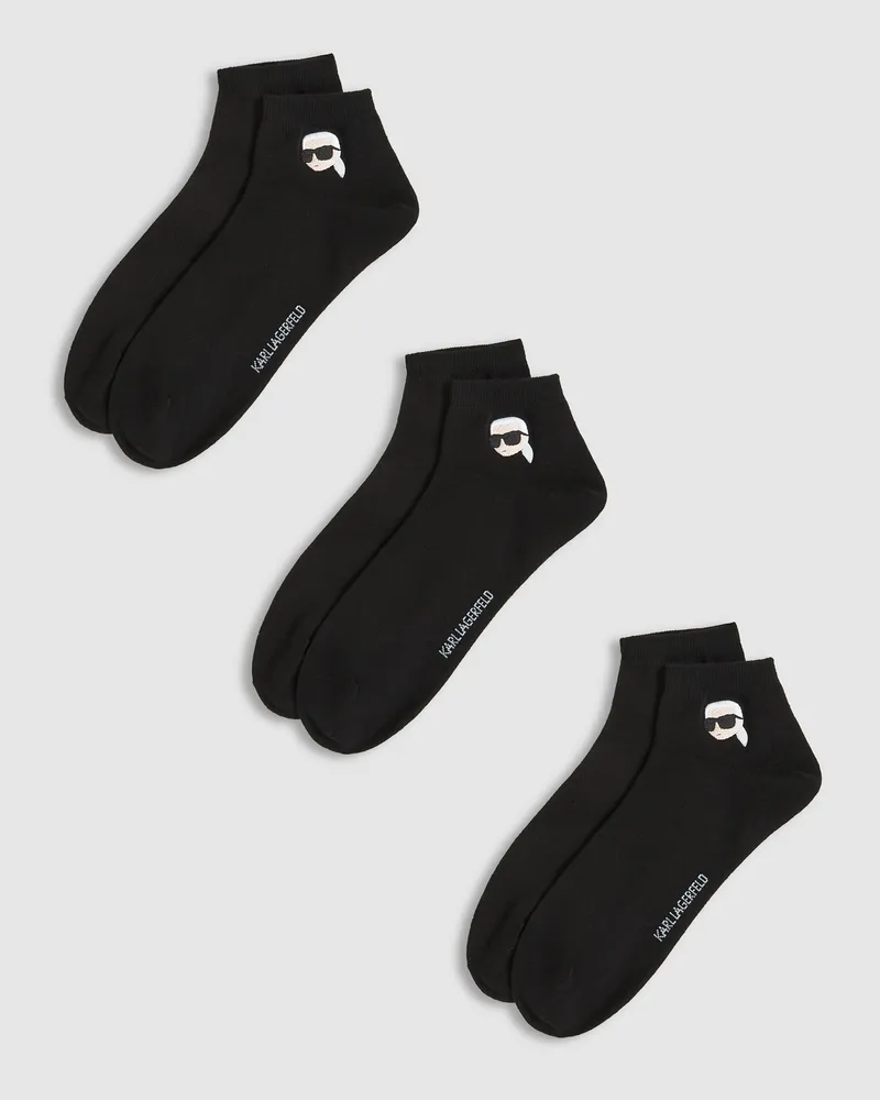 Karl Lagerfeld Ikon- Kurze Socken – 3er-pack, Herren, Schwarz, Größe Schwarz