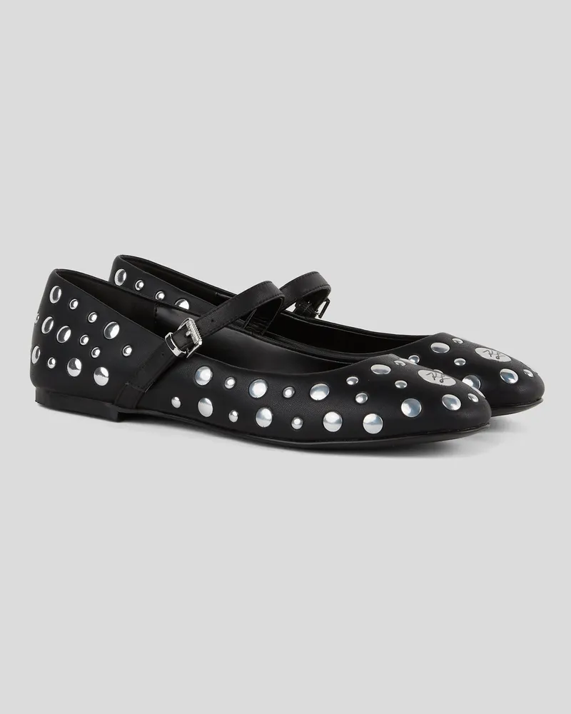 Karl Lagerfeld Karo Pumps Mit Spiegel-nieten, Damen, Schwarz/silber, Größe Schwarz