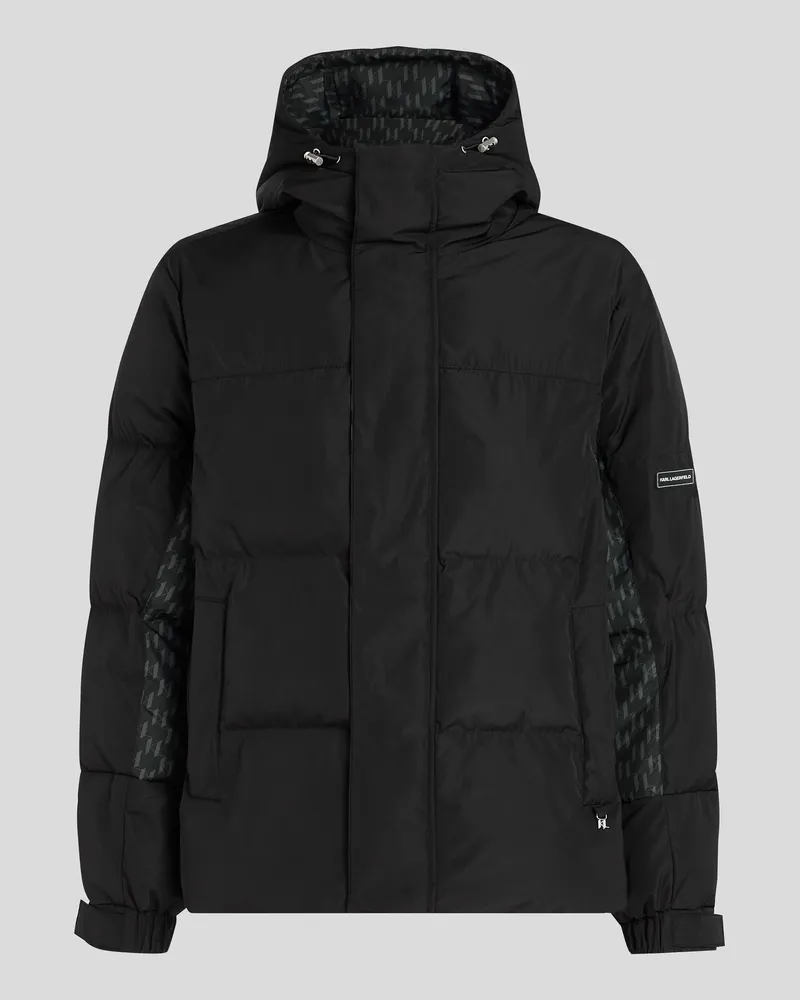 Karl Lagerfeld Monogram Pufferjacke, Herren, Schwarz, Größe Schwarz