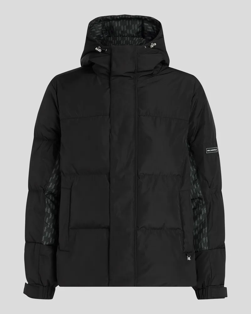 Karl Lagerfeld Monogram Pufferjacke, Mann, Schwarz, Größe Schwarz