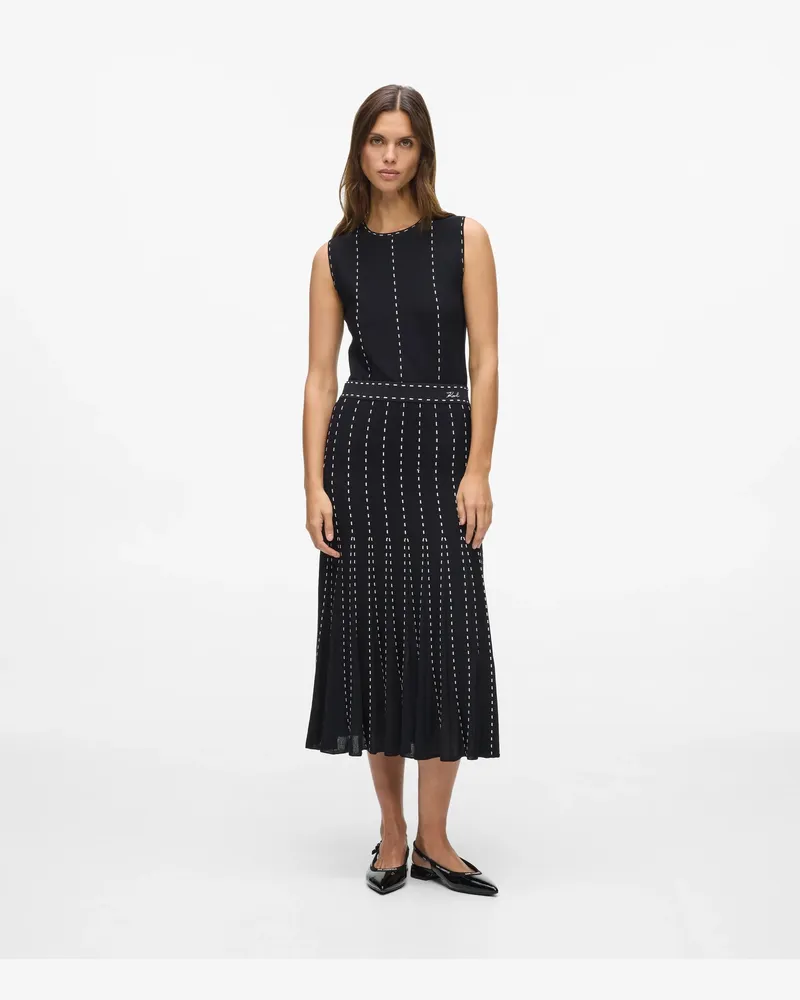 Karl Lagerfeld Faltenrock Mit Kontrastnähten, Female, Schwarz/weiss, Size Black