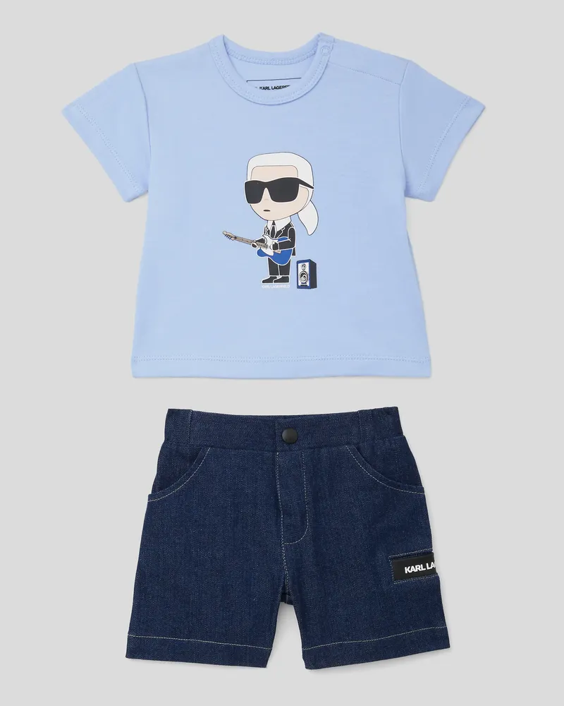 Karl Lagerfeld Baby Ikon T-shirt Und Denim Shorts Set, unisex, Hellblau, Größe Hellblau