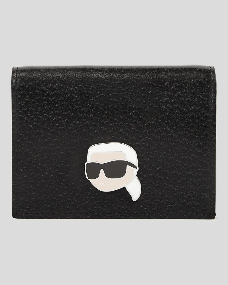 Karl Lagerfeld Ikon genopptes, Zweifaches Faltportemonnaie, Frau, Schwarz, Größe Schwarz