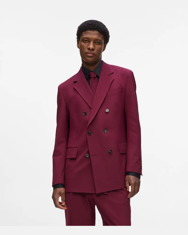 Karl Lagerfeld Zweireihiger Blazer, Male, Merlot, Size Red