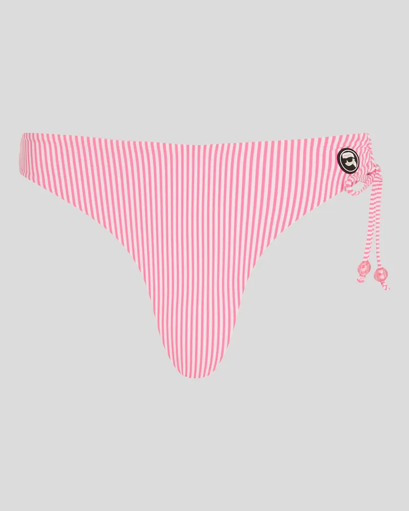 Karl Lagerfeld Ikon gestreifte Bikini-hose, Frau, Weiß-Pink gestreift, Größe Weiß-pink