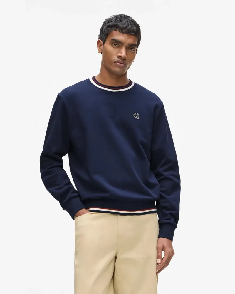 Karl Lagerfeld Ikon Sweatshirt Mit Streifen-detail, Herren, Silberseeblau, Größe Silberseeblau