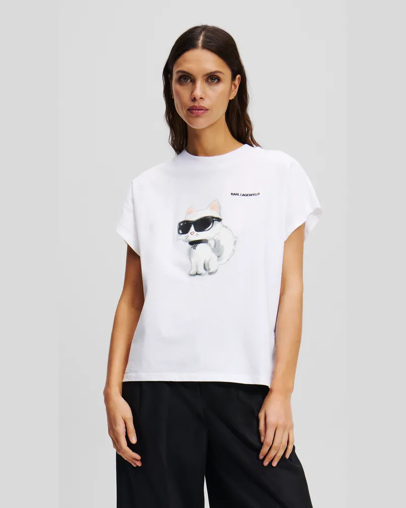 Karl Lagerfeld Ikon Choupette Oversized-t-shirt, Frau, Weiss, Größe Weiss