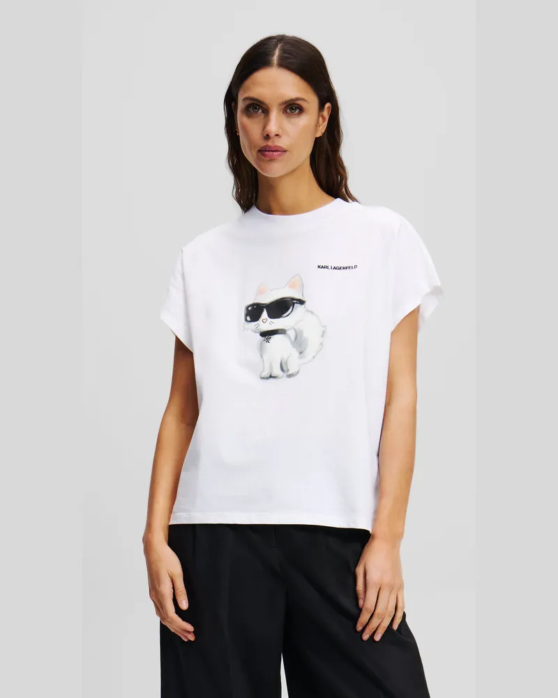 Karl Lagerfeld Ikon Choupette Oversized-t-shirt, Damen, Weiss, Größe Weiss