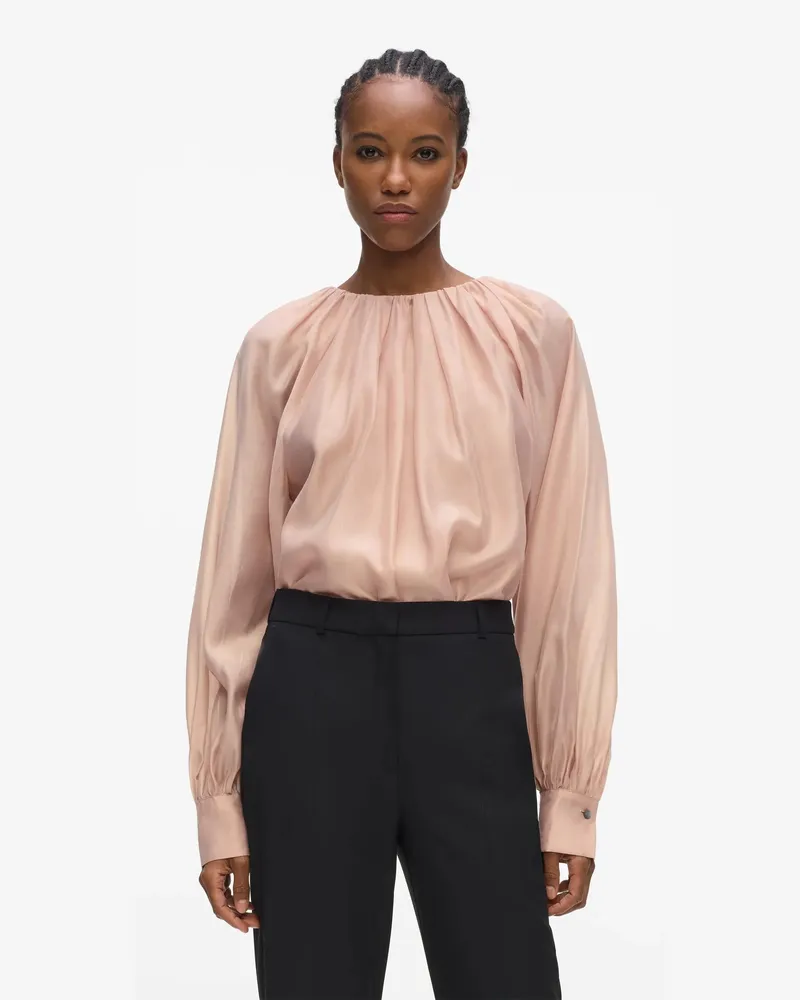 Karl Lagerfeld Bluse Mit Gerafftem Halsausschnitt, Damen, Misty Rose, Größe Misty