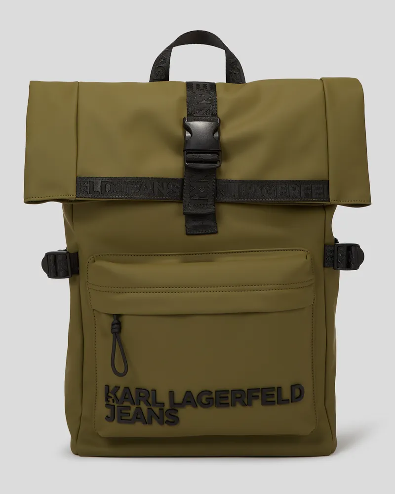 Karl Lagerfeld Klj utility Roll-top-rucksack mit Beschichtung, Mann, Efeugrün Efeugrün