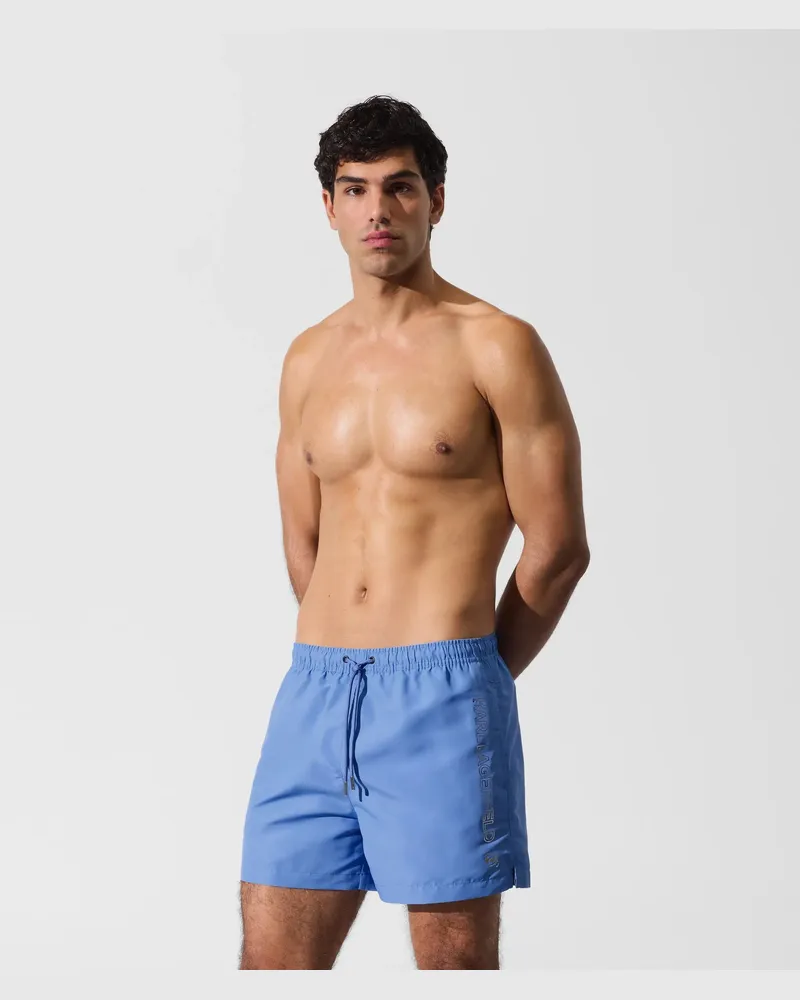 Karl Lagerfeld Ikon Metallic-boardshorts, Herren, Silberseeblau, Größe Silberseeblau