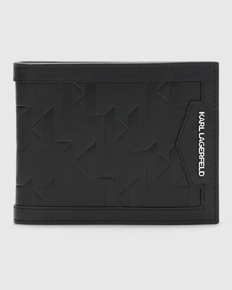 Karl Lagerfeld K/loom Leder-faltportemonnaie, Male, Schwarz, Size Black