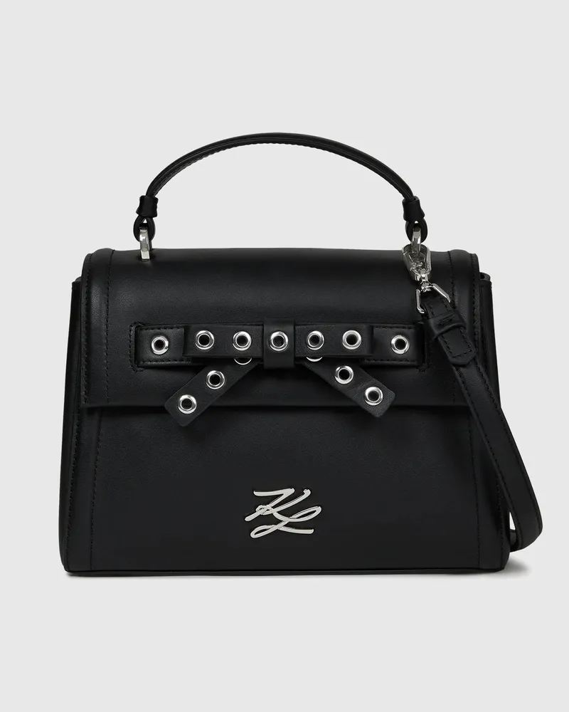 Karl Lagerfeld K/autograph Kleine Henkeltasche Mit Schleife, Damen, Schwarze Verzierung, Größe Schwarze