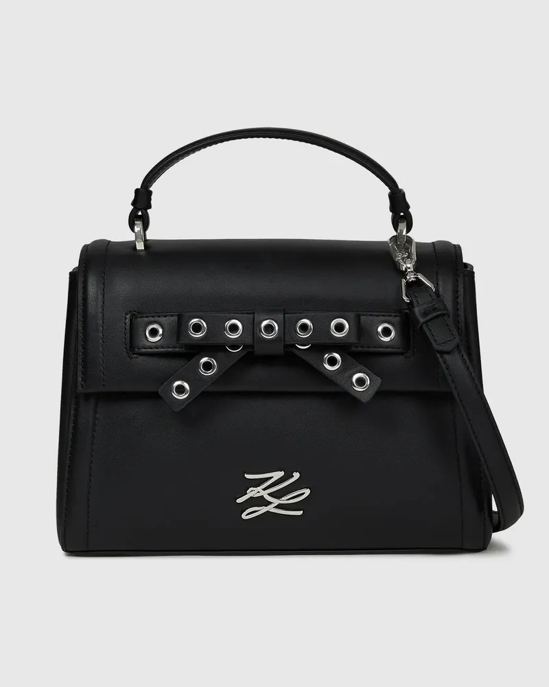 Karl Lagerfeld K/autograph Kleine Henkeltasche Mit Schleife, Damen, Schwarze Verzierung, Größe Schwarze