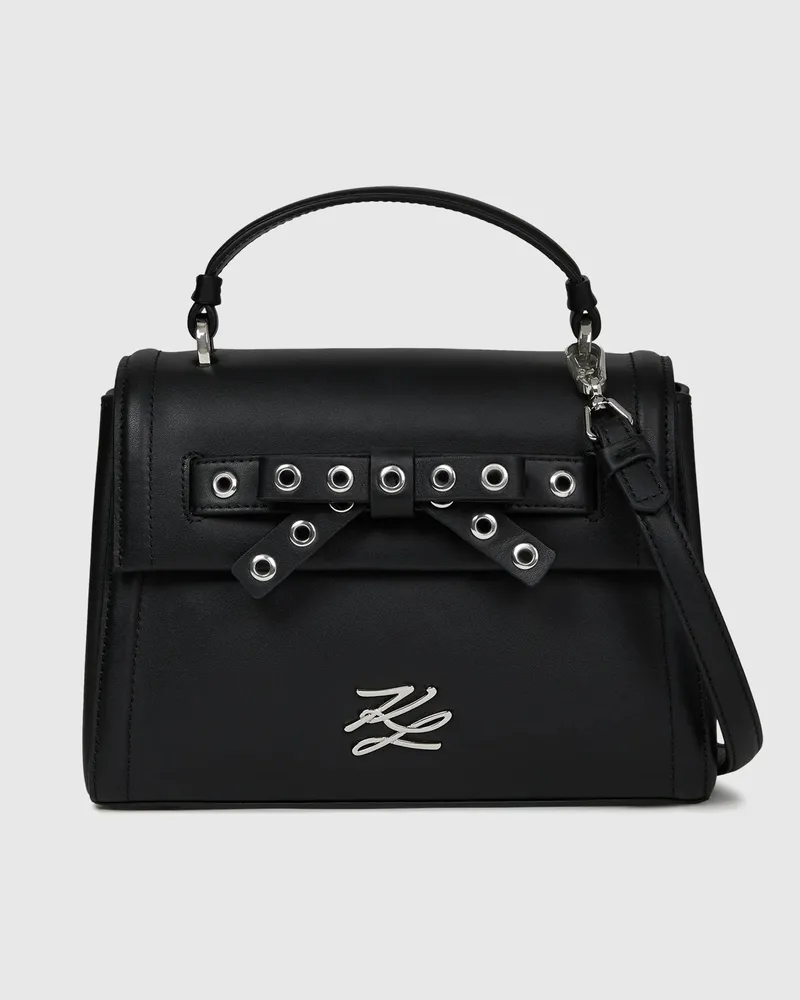 Karl Lagerfeld K/autograph Kleine Henkeltasche Mit Schleife, Damen, Schwarze Verzierung, Größe Schwarze