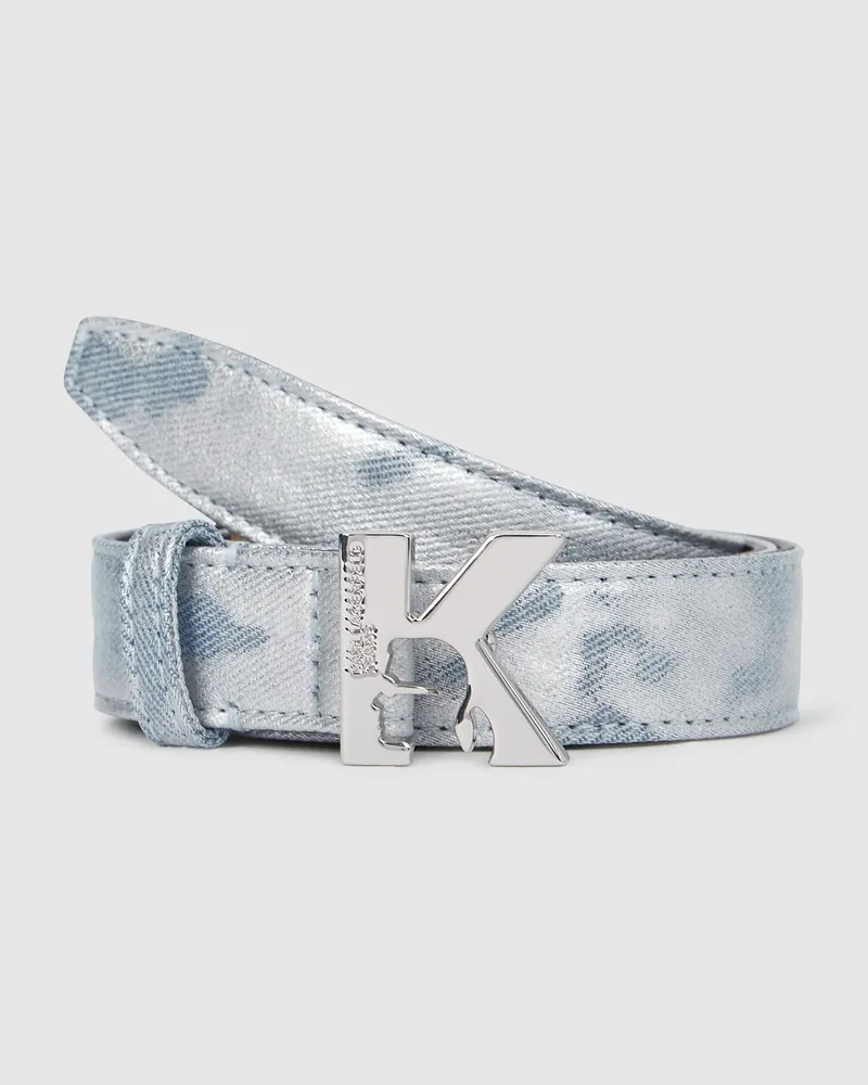 Karl Lagerfeld Denimgürtel Mit K-logo, Damen, Silberbeschichteter Denim, Größe Silberbeschichteter