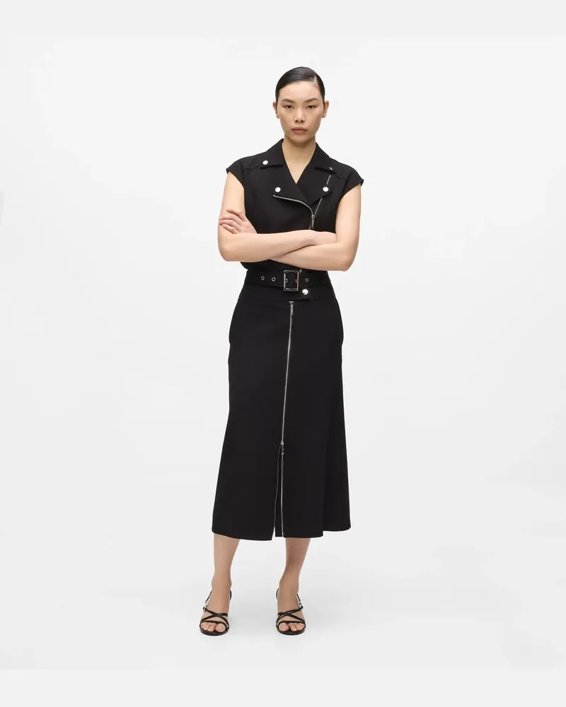 Karl Lagerfeld Jersey-maxirock Im Bikerstil, Damen, Schwarz, Größe Schwarz