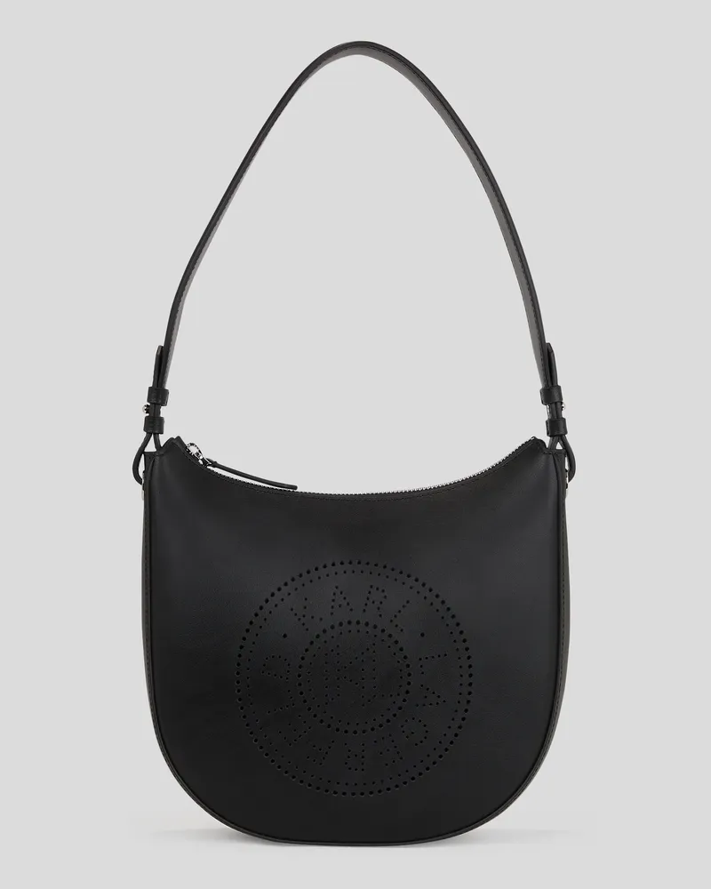 Karl Lagerfeld K/circle Mond-schultertasche Mit Lochmuster, Frau, Schwarz, Größe Schwarz